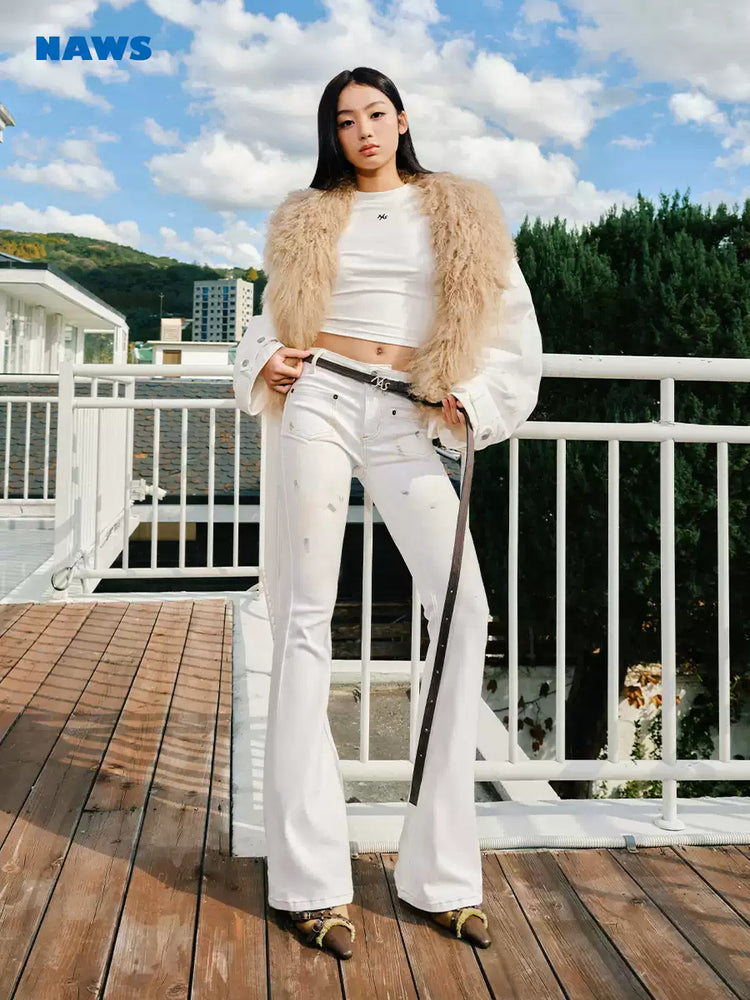 NAWS ARCTIC shearling-collar padded denim jacket — alternate modeled view showing the silhouette