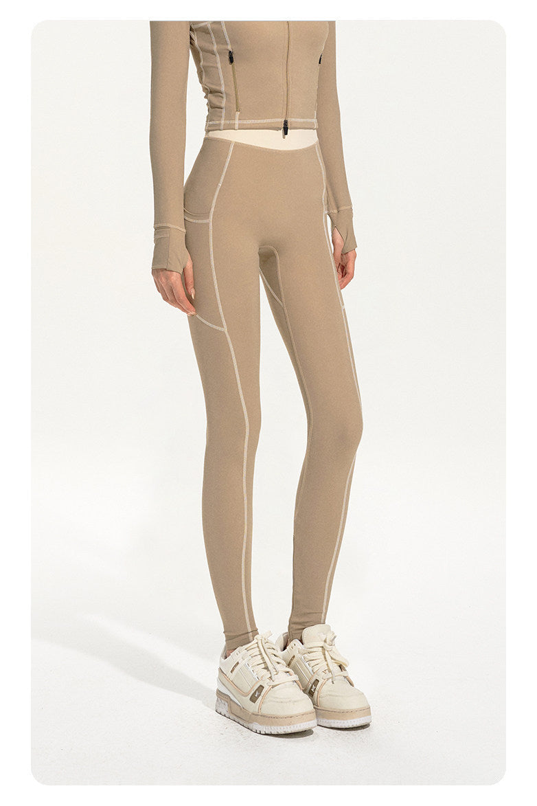 NAWS CLOUD Lycra cycling leggings — modeled detail view of the garment construction