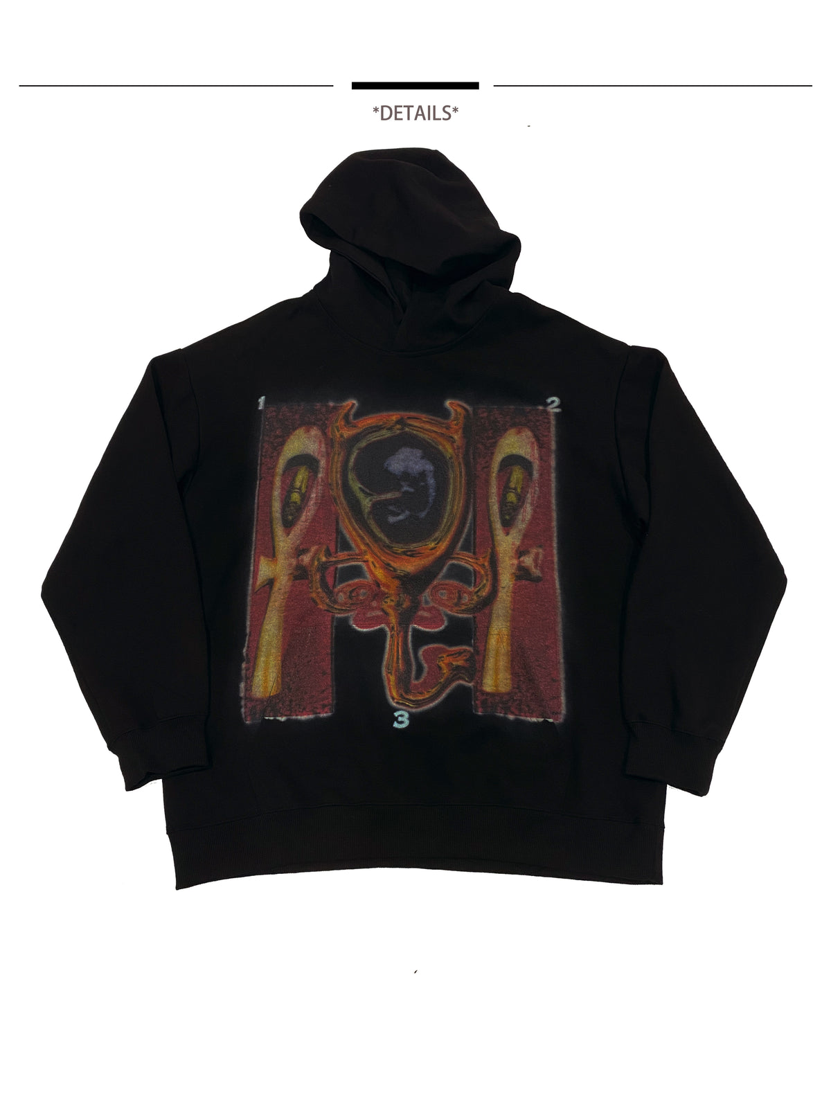 EMBRYO CAVERN CROSS graphic hoodie — alternate modeled angle