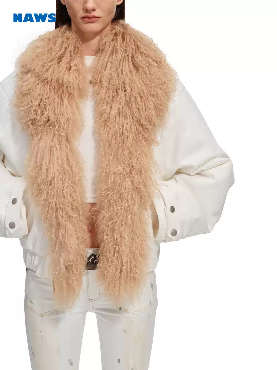 NAWS ARCTIC shearling-collar padded denim jacket — alternate gallery view showing the design details