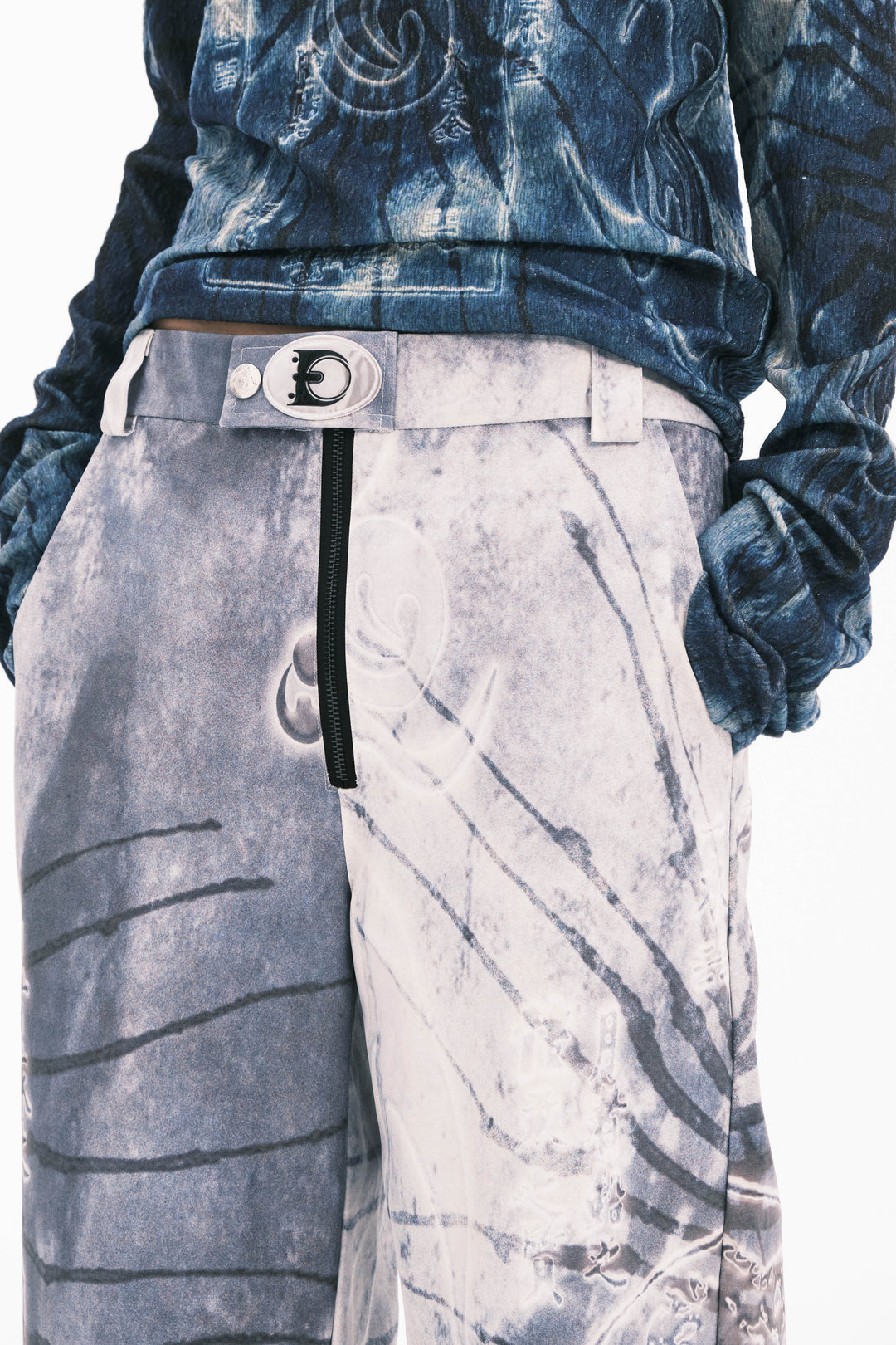 EMBRYO ANCIENT CODE coated wide-leg pants — additional styled view