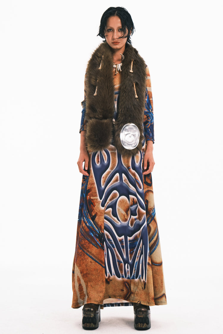 EMBRYO PRIMAL FUR convertible wrap & bag — material and hardware detail