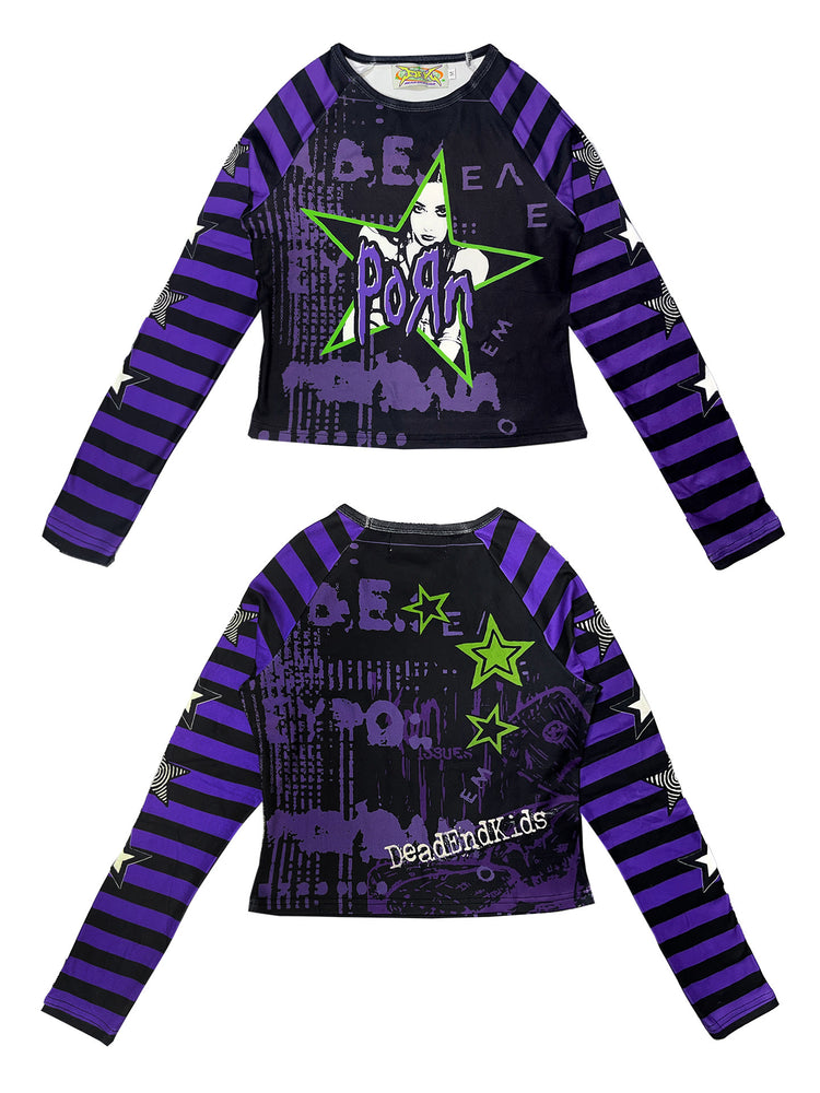 DEADENDKIDS GIRL KILLER cropped graphic top — rear modeled view