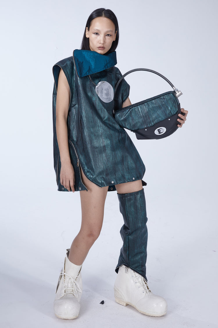 EMBRYO EXOSHELL convertible multi-zip hoodie vest — garment-only construction view