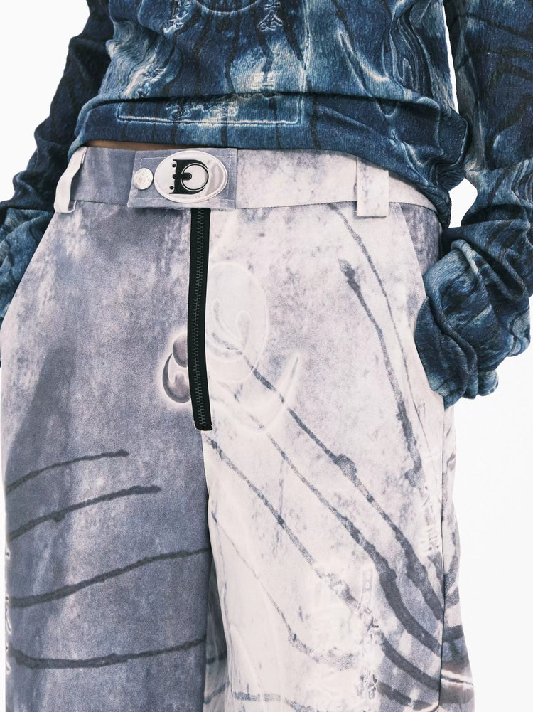 EMBRYO ANCIENT CODE coated wide-leg pants — side profile