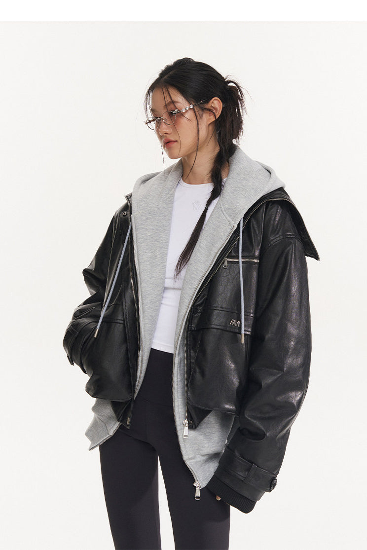 NAWS HIPPY RIDER oversized padded moto jacket — product detail view showing texture and hardware