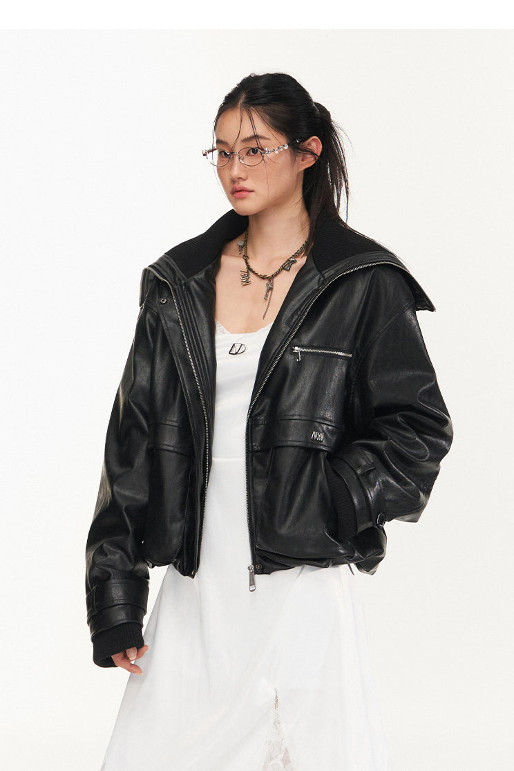 NAWS HIPPY RIDER oversized padded moto jacket — close-up view of the material and finishing