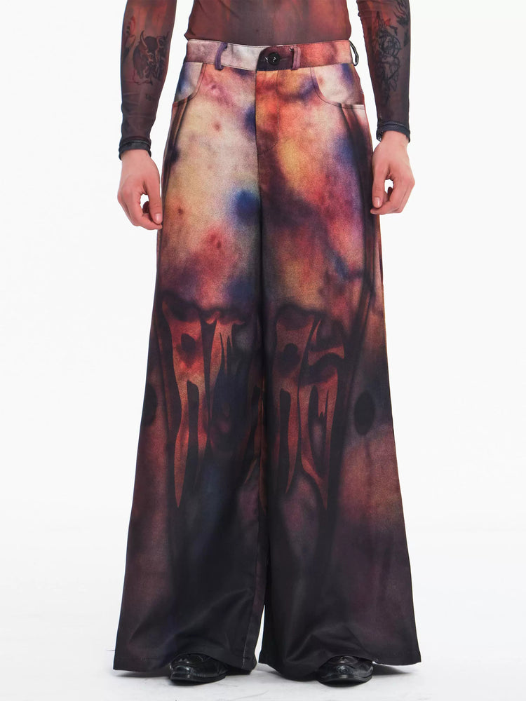 EMBRYO BRUISE SIGNAL printed wide-leg pants — front product presentation