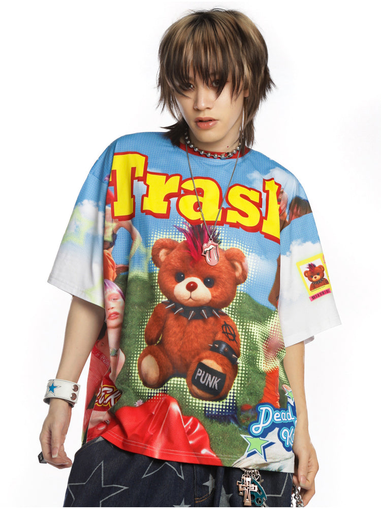 DEADENDKIDS TRASH BEAR oversized graphic tee — front product presentation