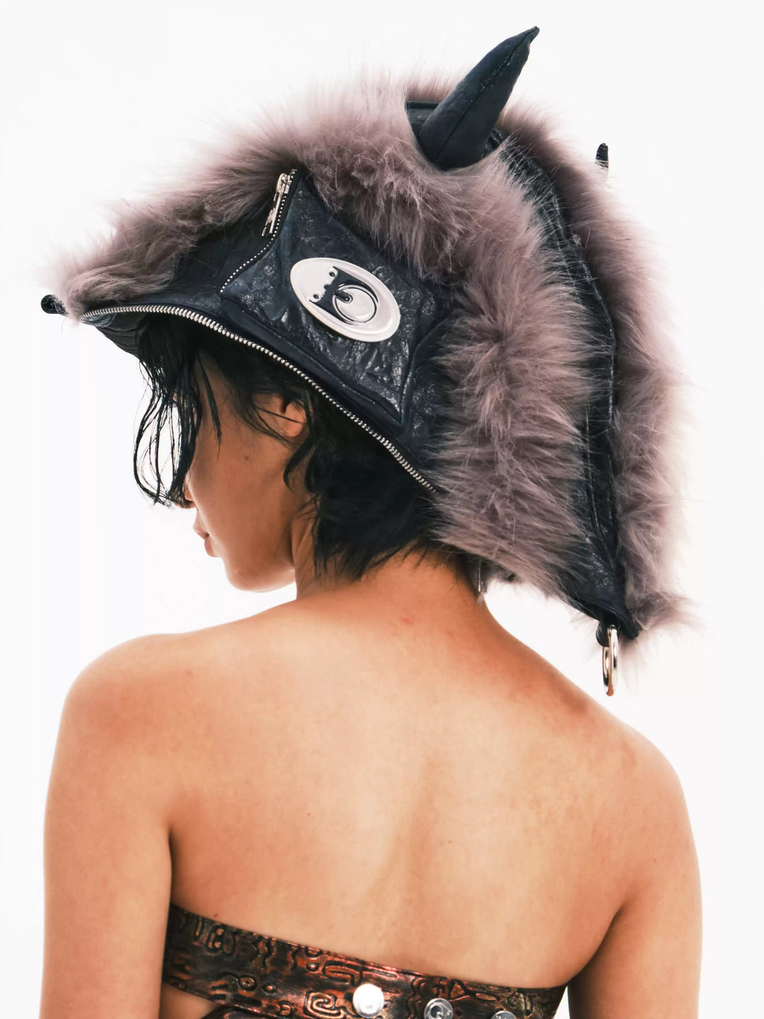 EMBRYO HORNFORM faux-fur hat & bag — side or detail presentation