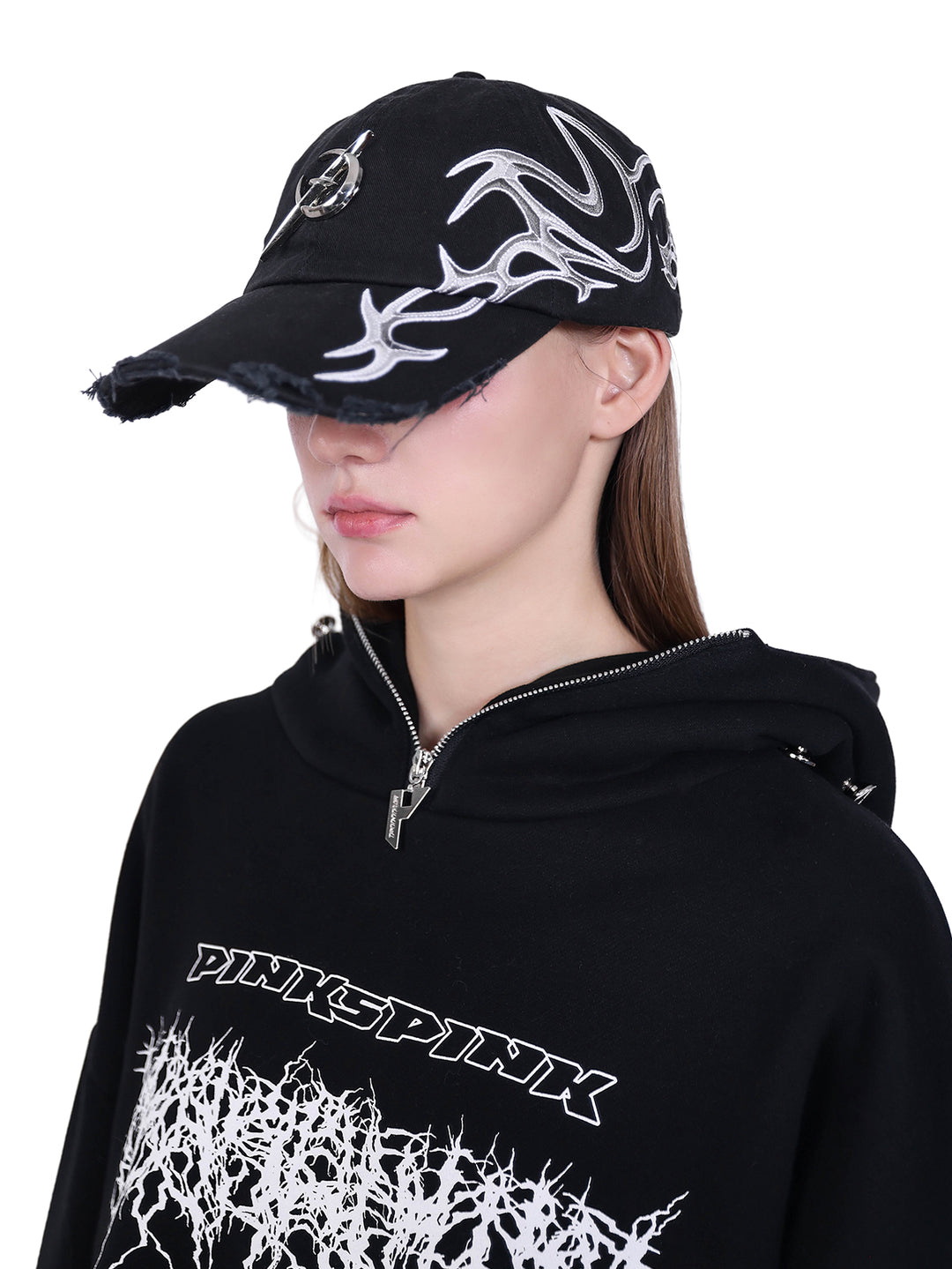 MASK DECOMPOSITION Y2K HOODED SWEATSHIRT