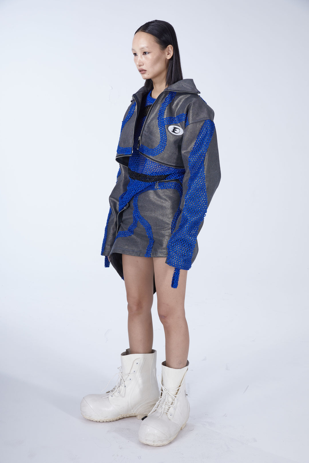 EMBRYO METAL SHELL convertible canvas jacket — garment-only construction view