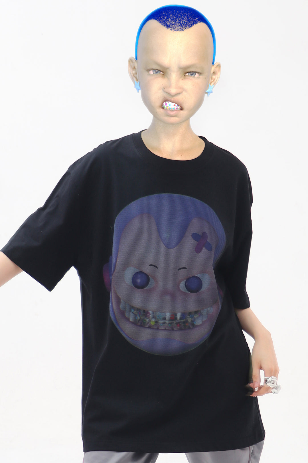 EMBRYO E23 LITTLE ONE oversized black graphic tee — additional product detail view