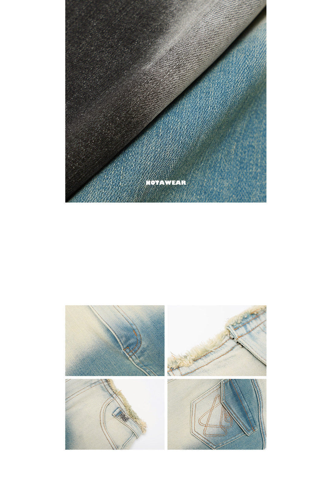 NAWS ECLIPSE gradient denim mini skirt — full-length modeled styling view