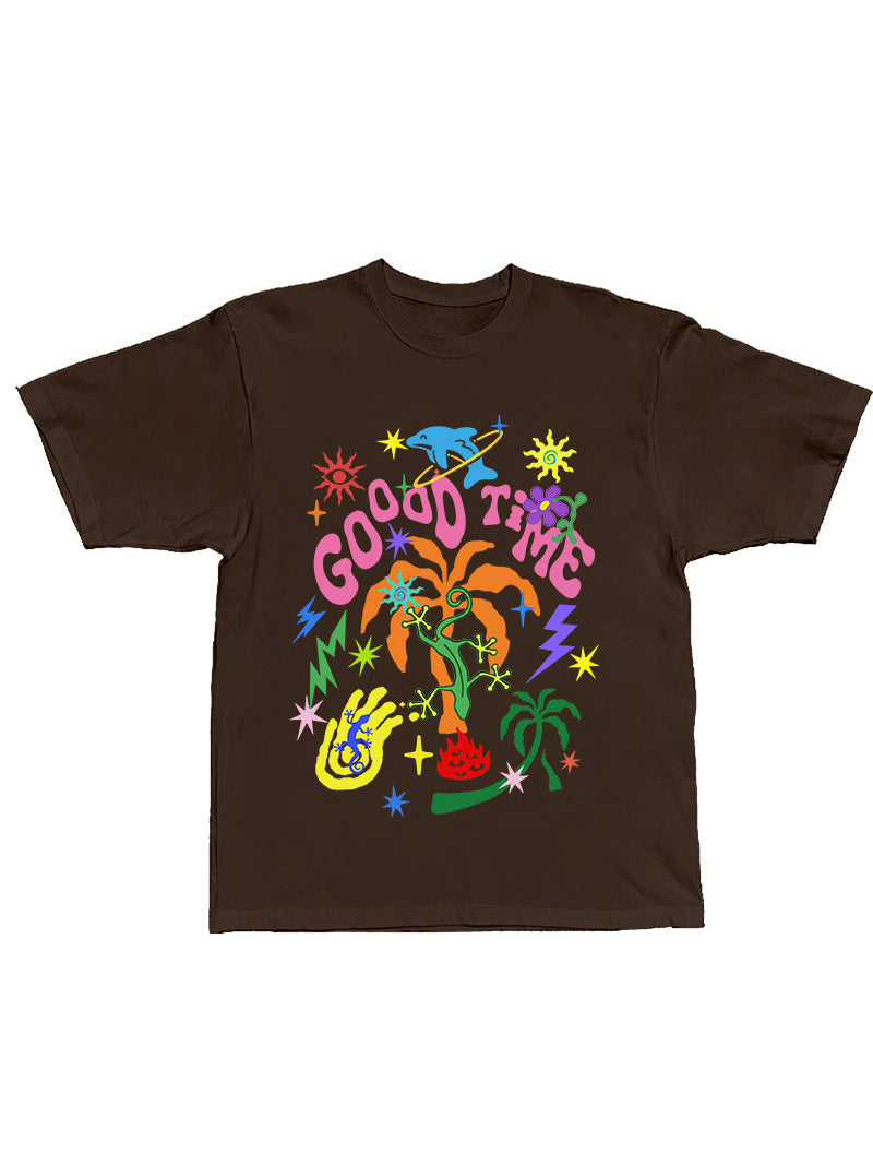 DEADENDKIDS GOOD TIMES oversized graphic tee — construction detail
