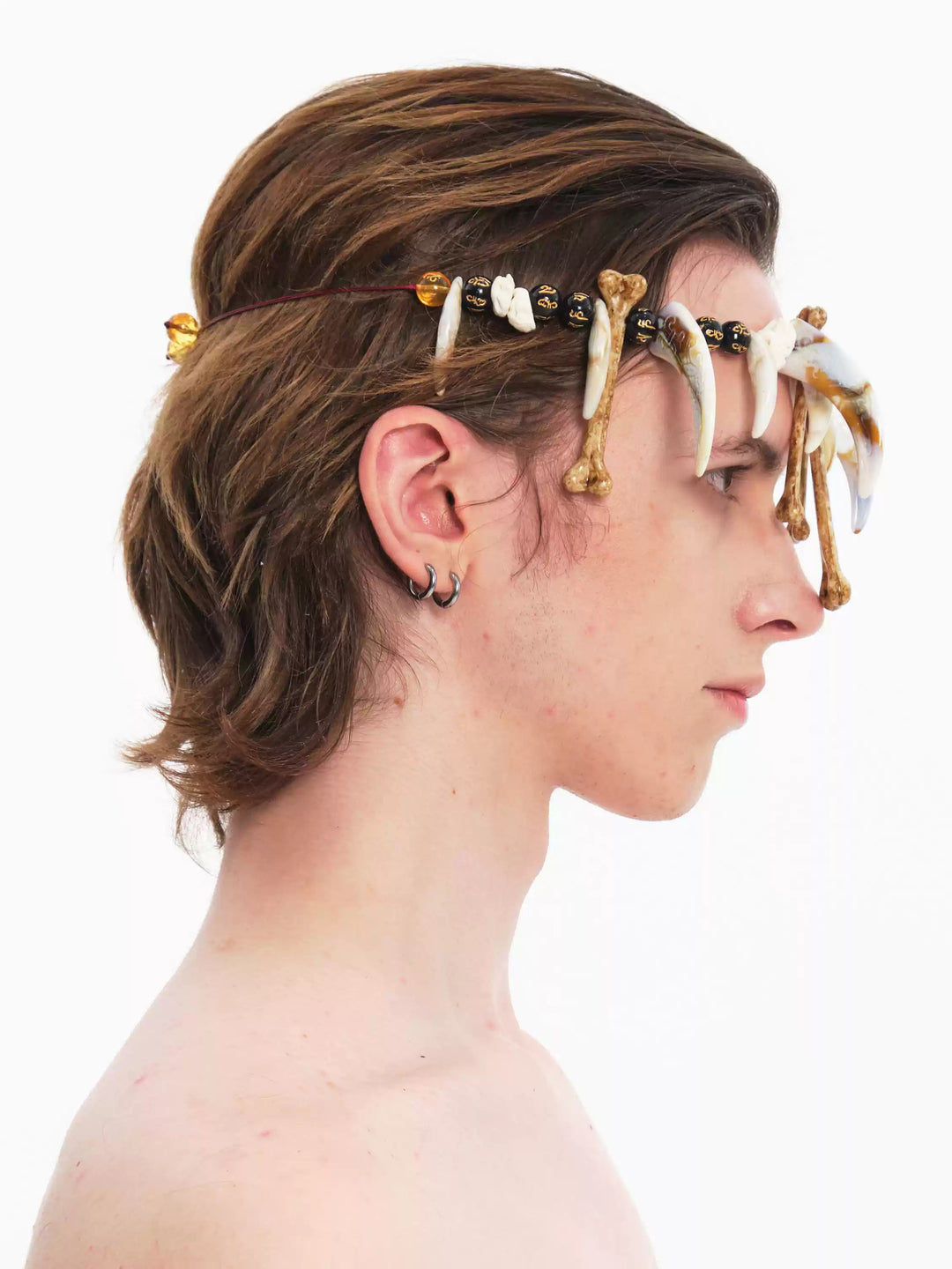 EMBRYO BONE RELIC adjustable necklace & headpiece — side or detail presentation
