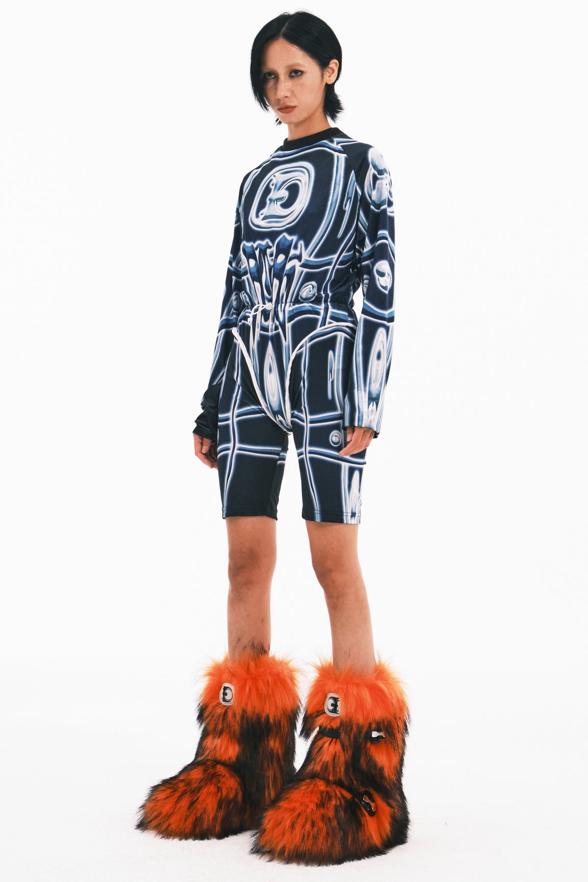EMBRYO PRIMAL FUR long-pile snow boots — material and hardware detail