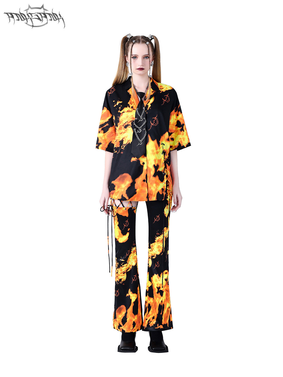 PINKSPINK ELECTRIC MOON cutout detachable flare pants — alternate gallery view showing the design details