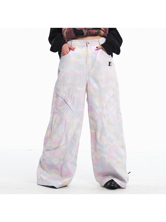 EMBRYO REFLECTIVE CAMO deconstructed wide-leg pants — additional product detail view