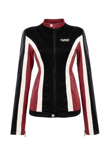 RED VELVET motorcycle leather jacket