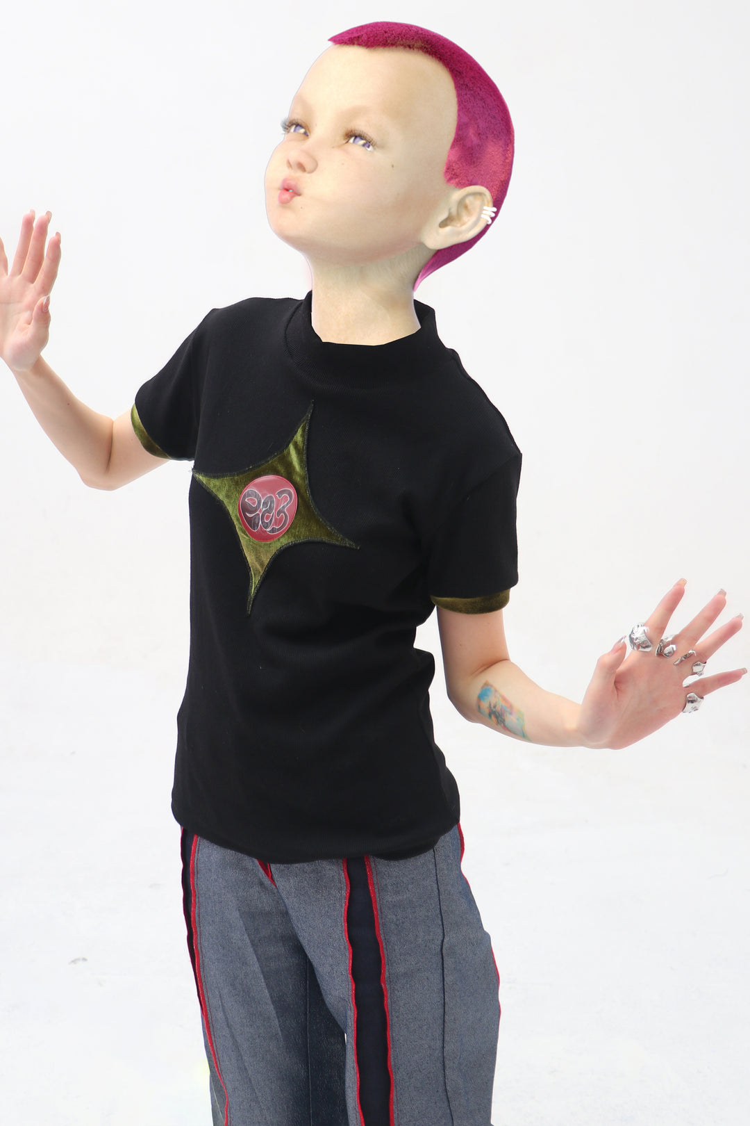 EMBRYO STARSHIFT 3D-effect fitted mock-neck tee — additional product detail view