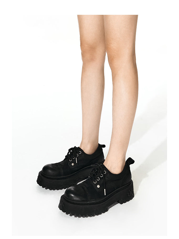NAWS NIGHT TIDE burnished platform leather derby shoes — catalog view showing the design and silhouette