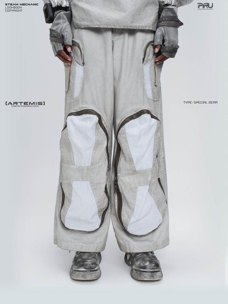 PIONEER eris white welded multi-pocket work pants — front modeled product view