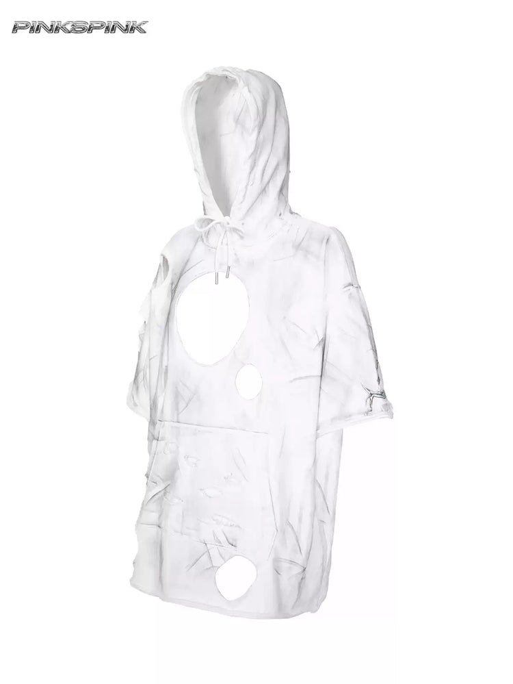 PINKSPINK ELECTRIC MOON coated distressed hoodie — alternate gallery view showing the design details