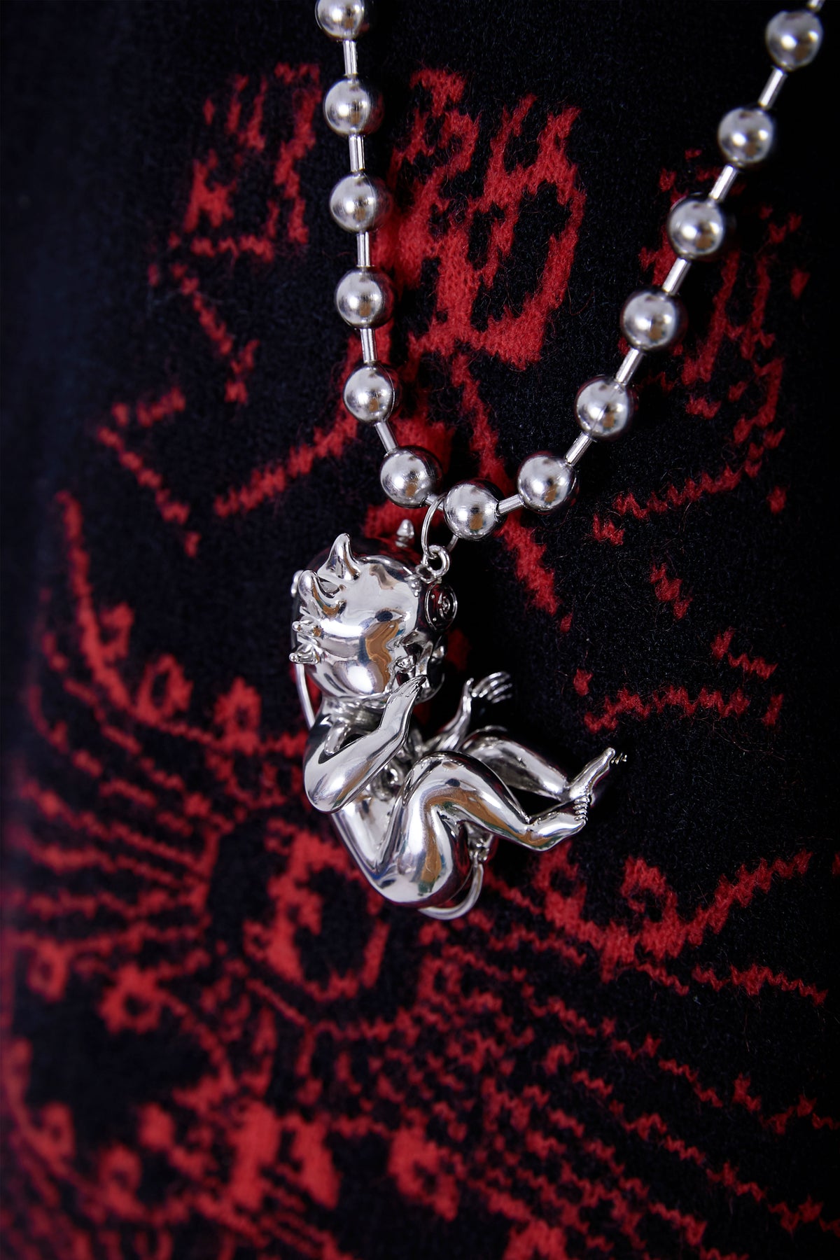 EMBRYO DEVIL CHILD sculptural pendant necklace — alternate product presentation