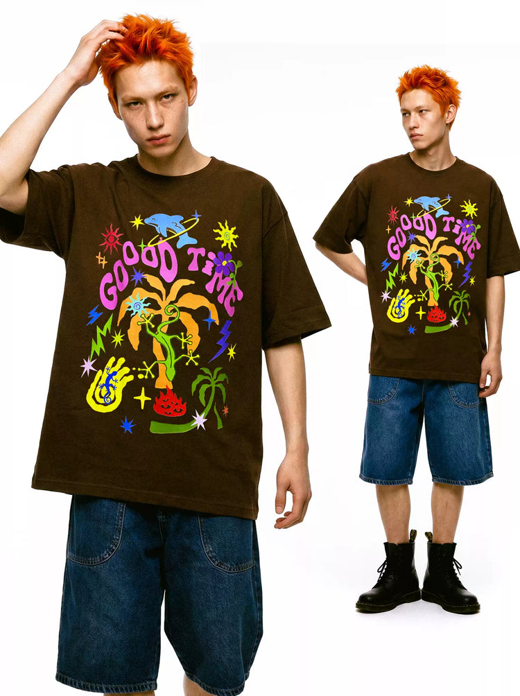 DEADENDKIDS GOOD TIMES oversized graphic tee — alternate product presentation