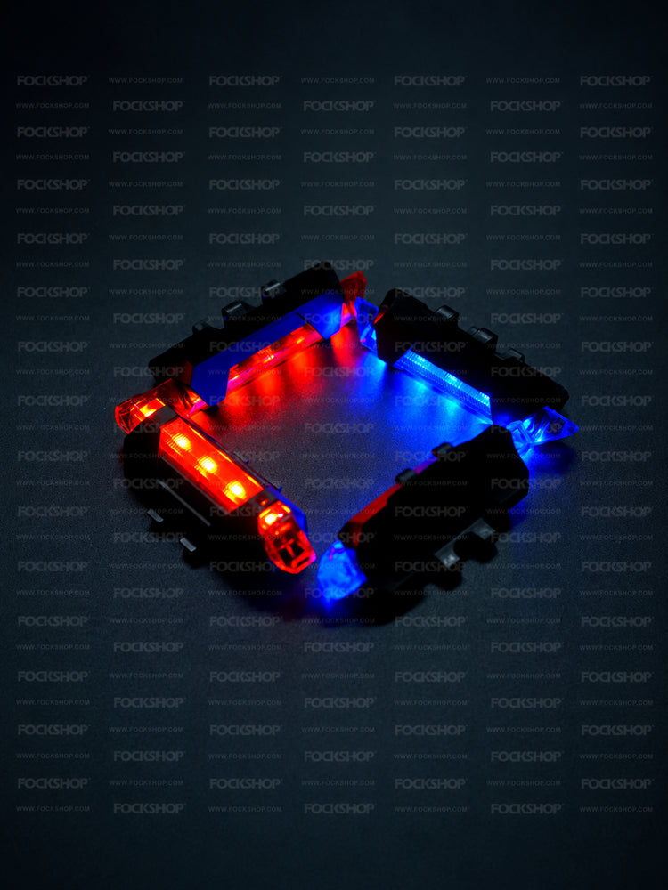 FOCKSHOP TRAIN L rechargeable costume light pair — red and blue lights arranged in a square