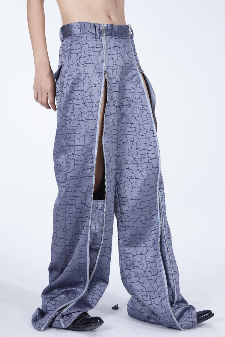 EMBRYO FIVE POISONS luminous-zip crackle flare pants — additional product detail view