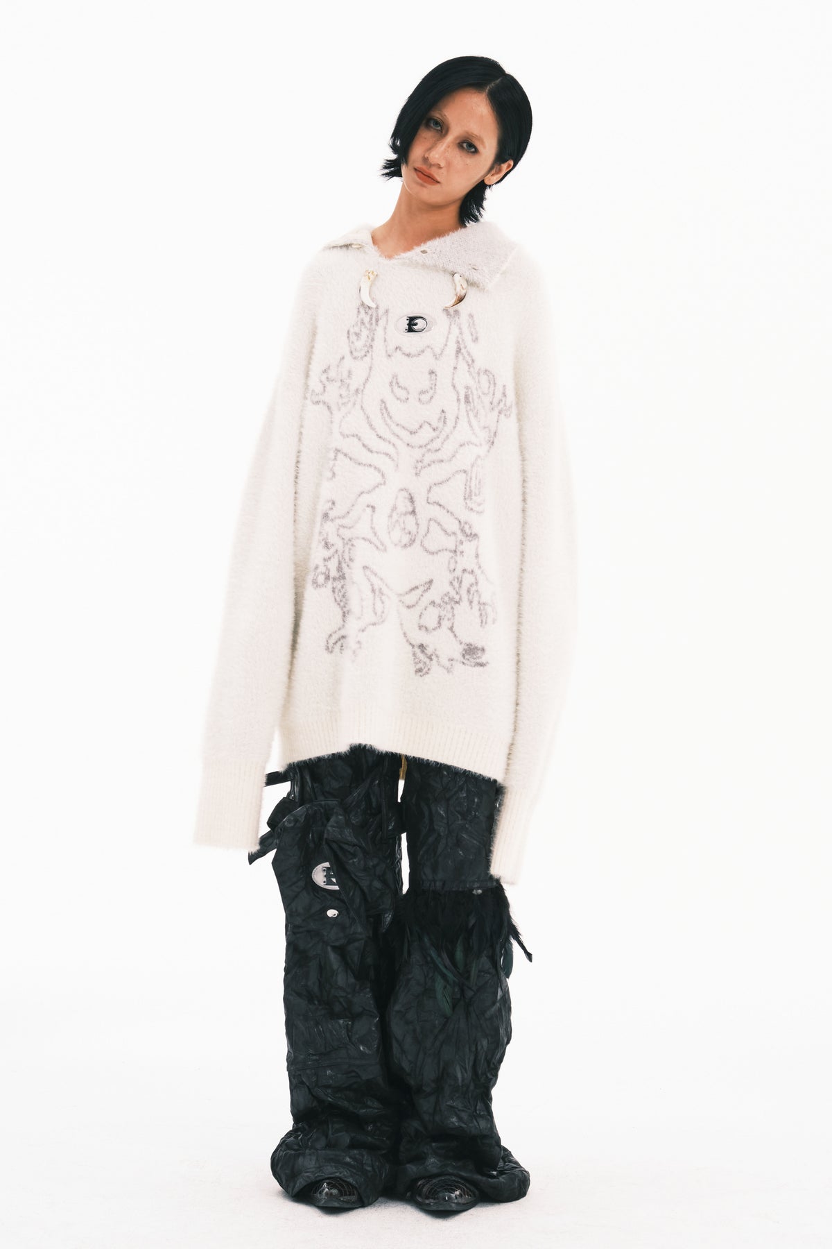 EMBRYO ANCIENT CODE printed faux-mink sweater — product-only rear view