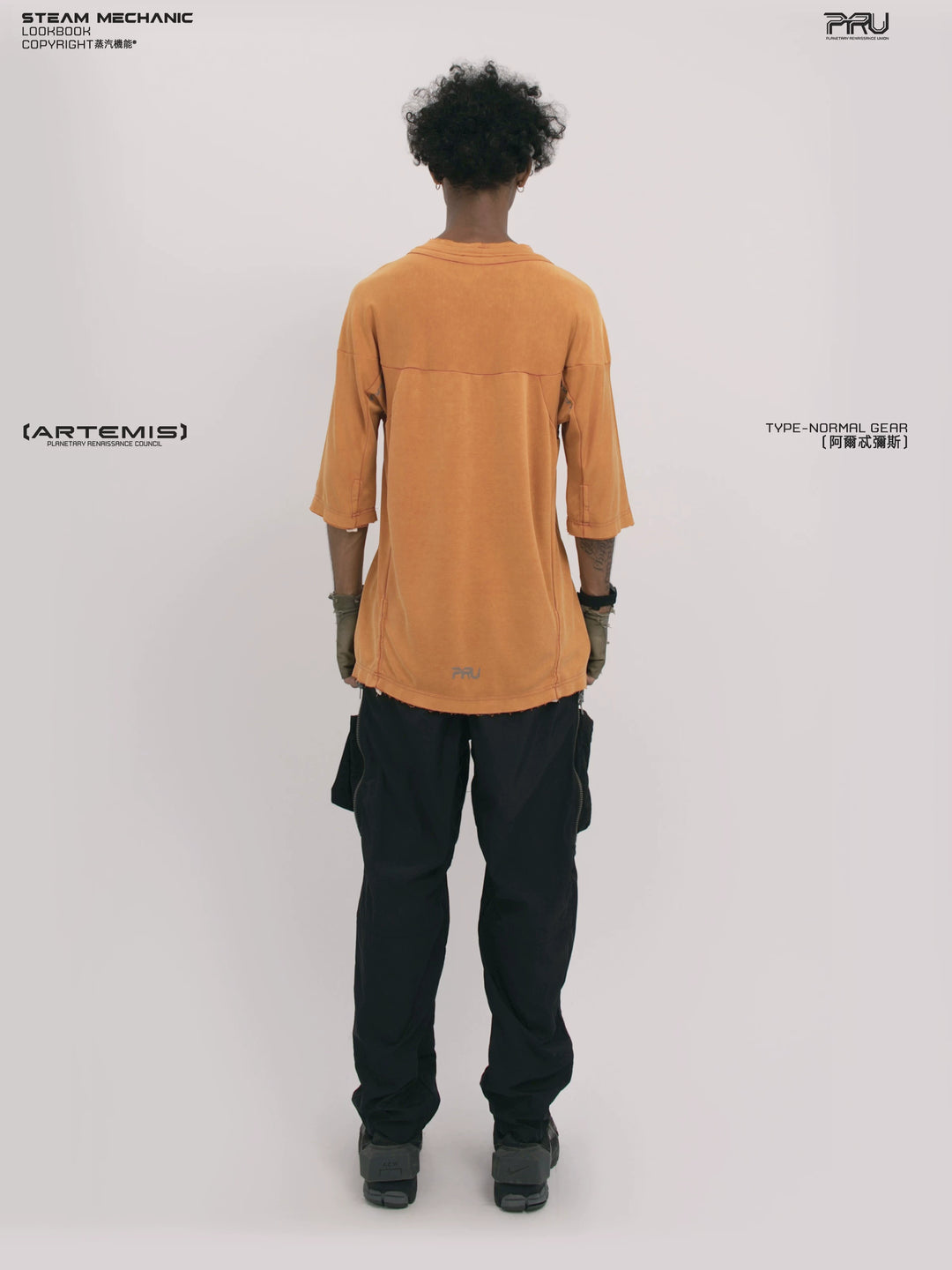 LIGHTSHADOW eclipse orange deconstructed technical tee — alternate product view