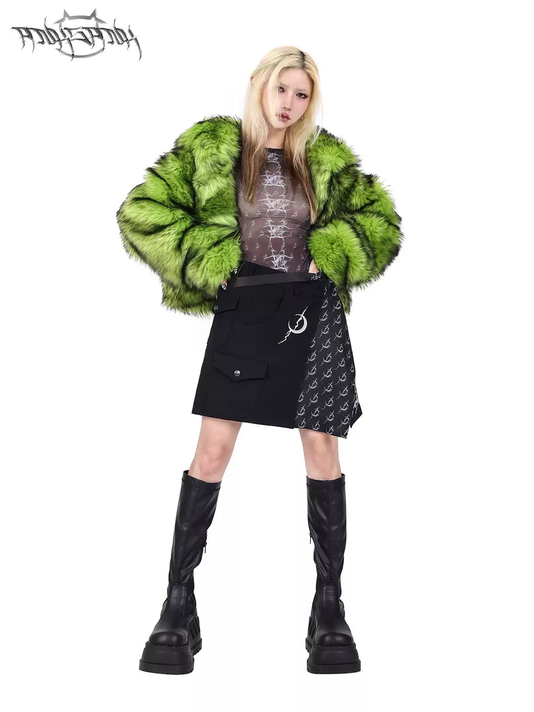 PINKSPINK ELECTRIC MOON convertible buckle mini skirt — alternate gallery view showing the design details