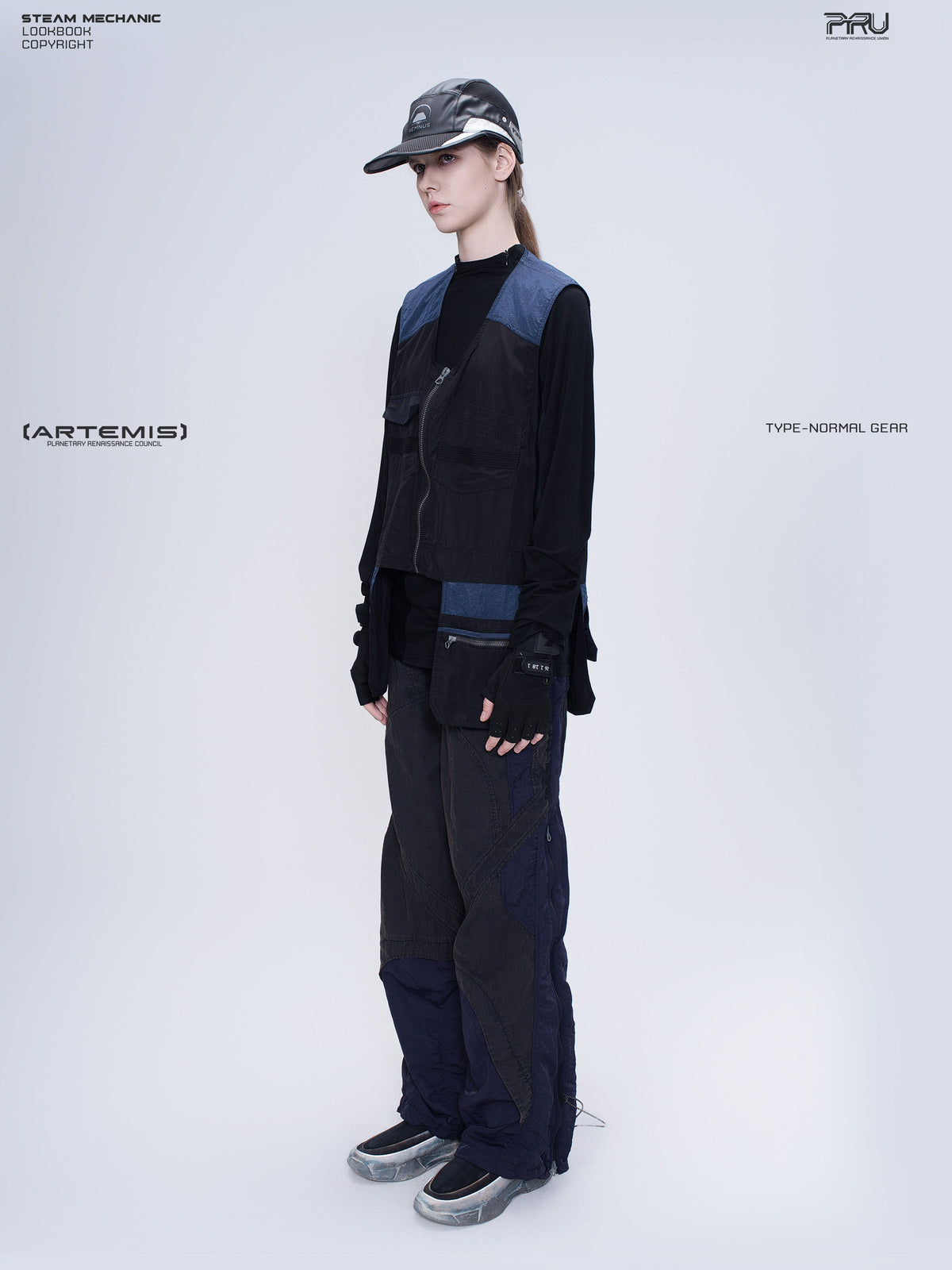 PIONEER stardust black multi-pocket technical vest — construction detail