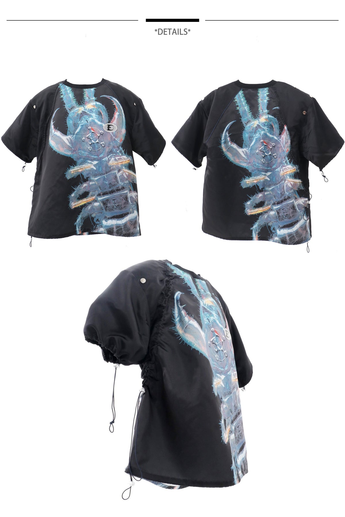 EMBRYO FIVE POISONS detachable-shoulder T-shirt — fabric and graphic detail