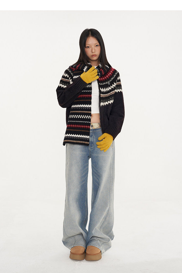 NAWS FAIR ISLE wool-alpaca cardigan — alternate angle showing the shape and finish