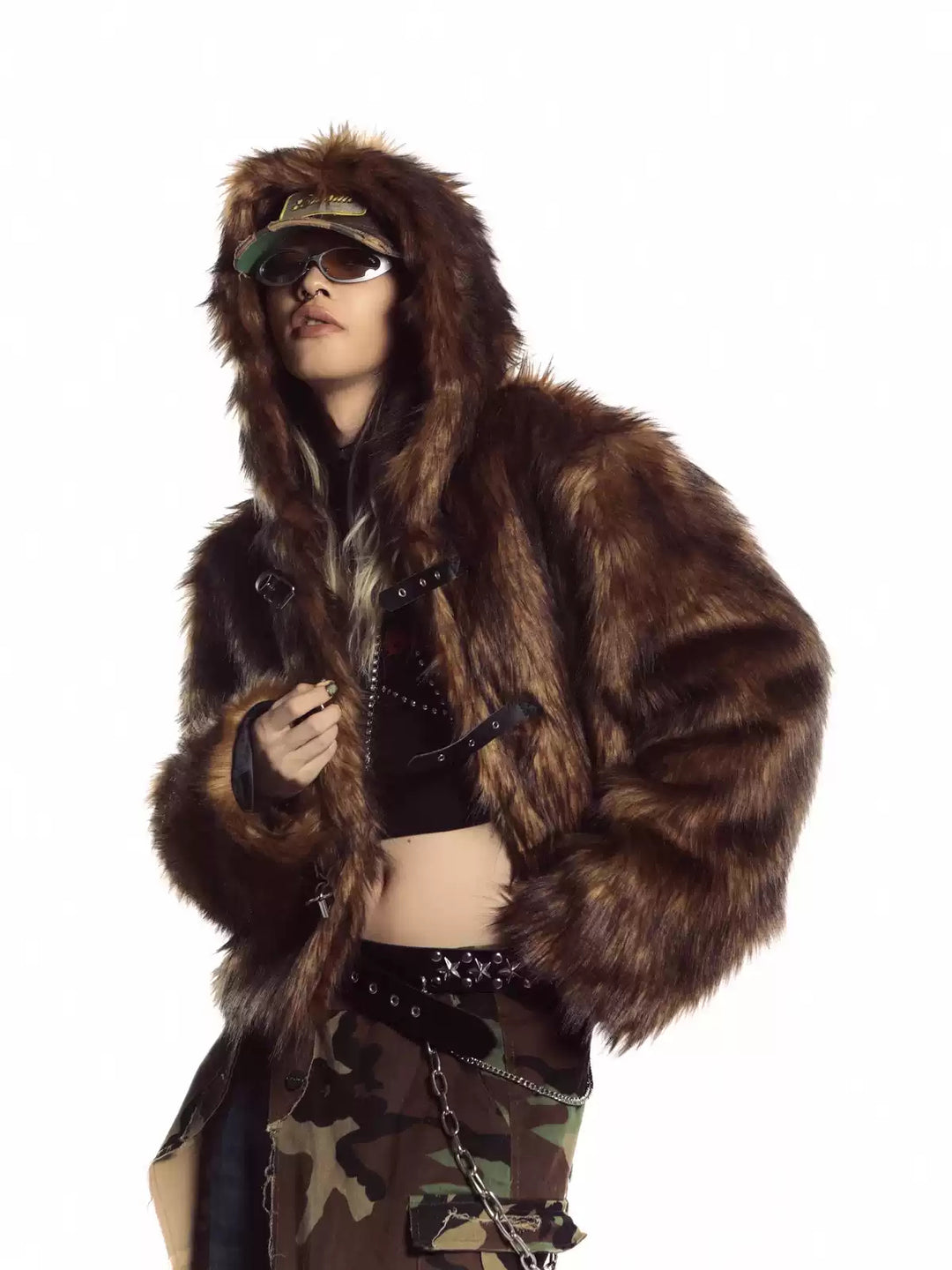 DEADENDKIDS NOMAD HOOD faux-fur coat — rear or construction presentation