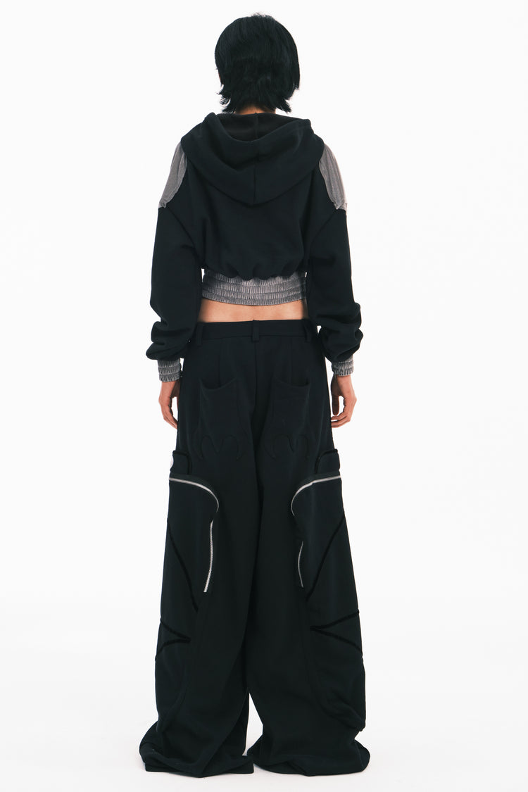 EMBRYO GUARD CORE cropped graphic sweatshirt — close modeled view