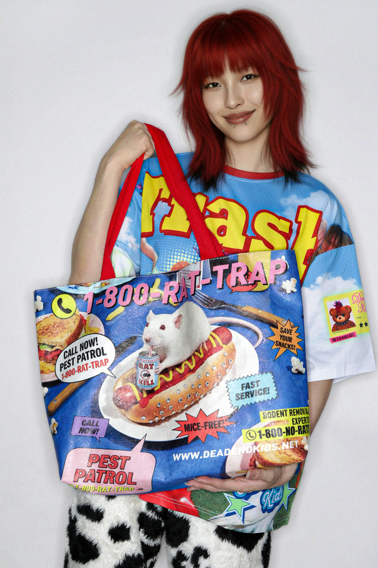 DEADENDKIDS PEST PATROL Tyvek tote bag — construction detail