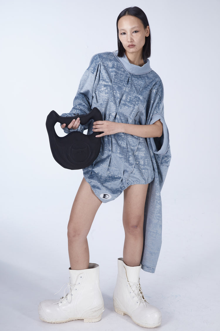 EMBRYO DOUBLE COLLAR asymmetric sweatshirt — construction detail