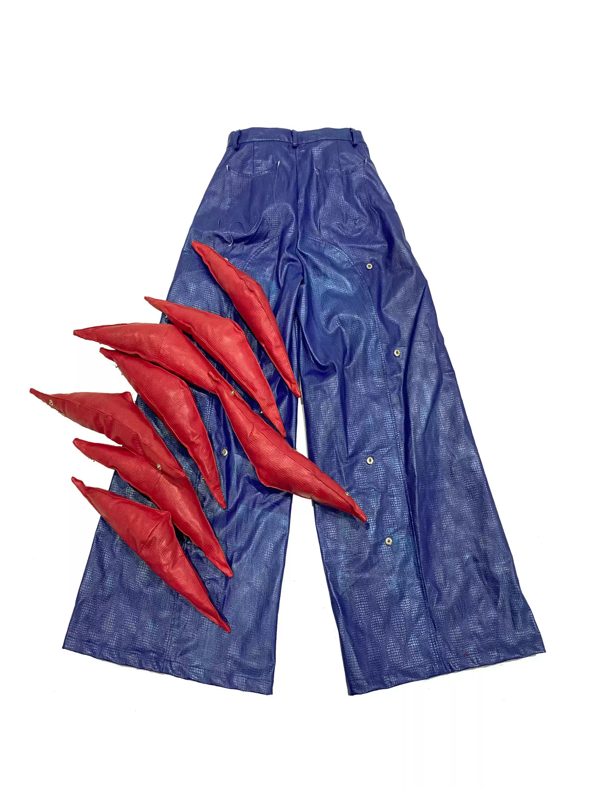 EMBRYO RED CLAW convertible padded PU pants — alternate styled presentation