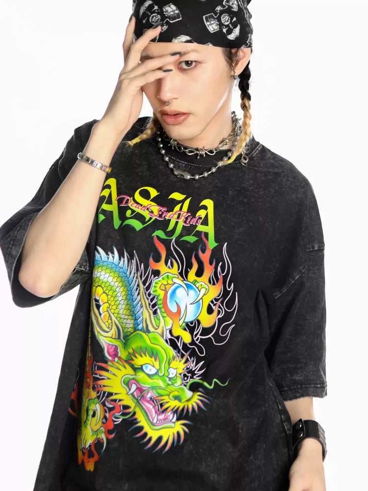 DEADENDKIDS ASIA DRAGON washed graphic tee — alternate product presentation