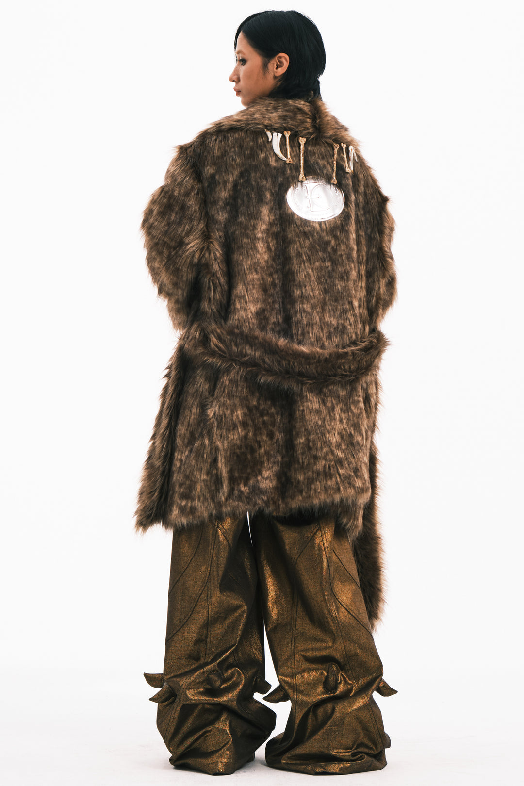 EMBRYO PRIMAL BONE mid-length faux-fur coat — garment-only view
