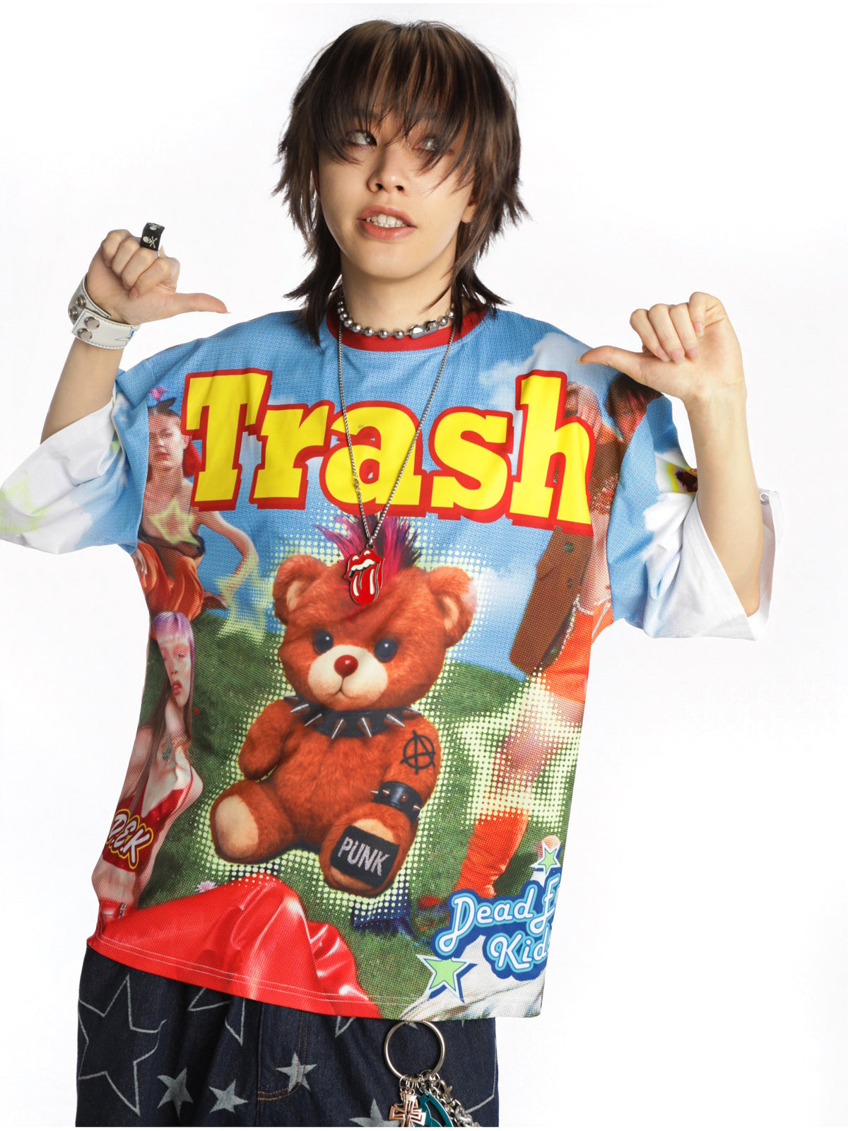 DEADENDKIDS TRASH BEAR oversized graphic tee — alternate styled presentation
