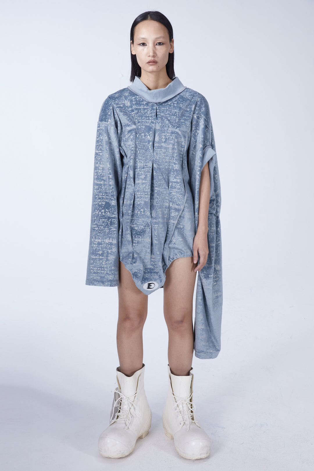 EMBRYO DOUBLE COLLAR asymmetric sweatshirt — product-only front view