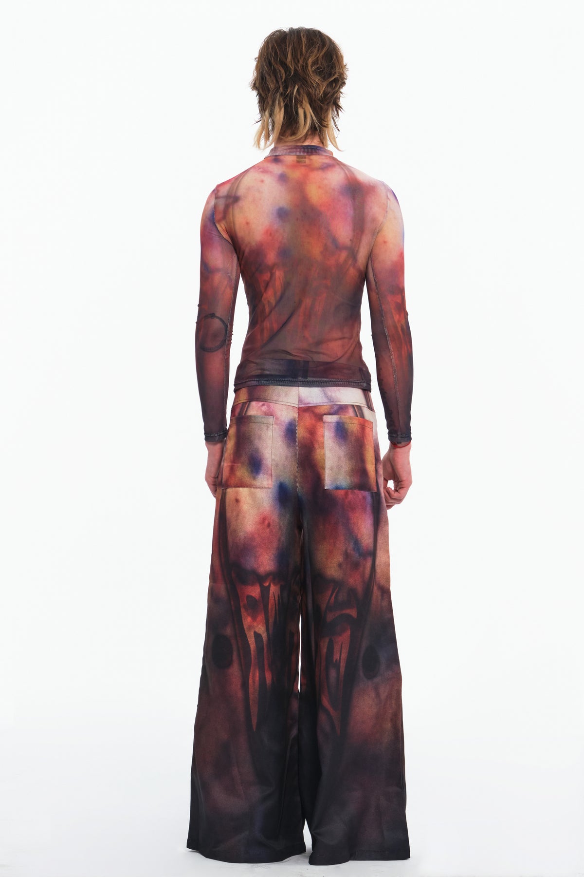 EMBRYO BRUISE SIGNAL printed mesh top — material and hardware detail
