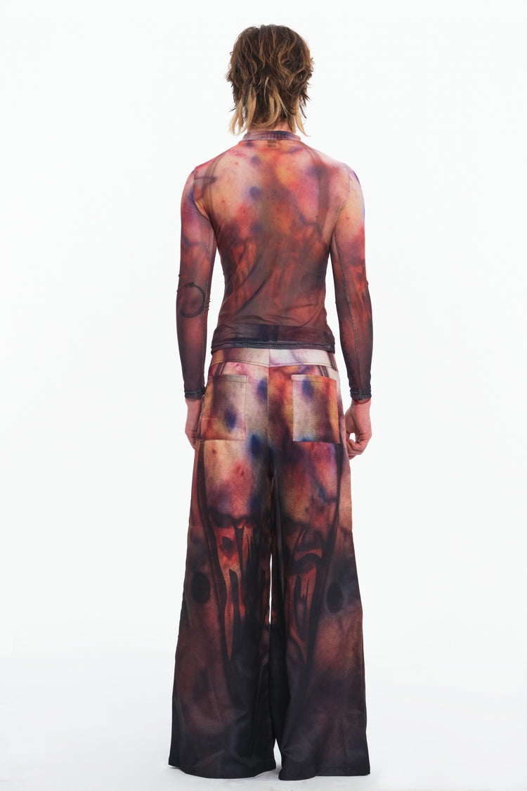 EMBRYO BRUISE SIGNAL printed mesh top — material and hardware detail
