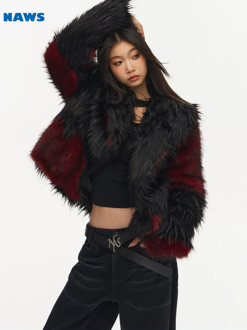 NAWS NIGHT GARDEN faux-fur jacket — cleaned hero collage showing the complete design